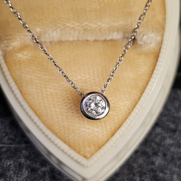 14k genuine diamond necklace 10k chain measures about 19  inches. Pendant stampe - Picture 10 of 10